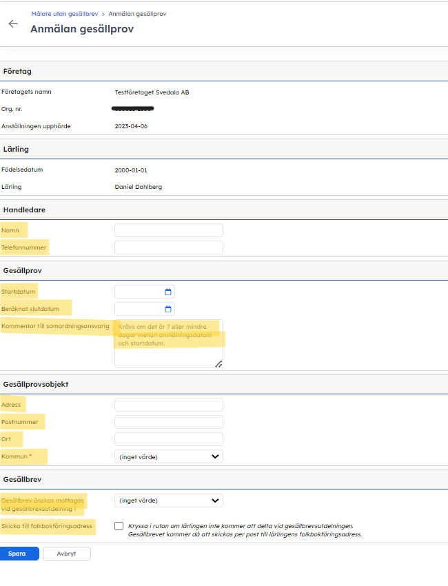 anmälan gesällprov
